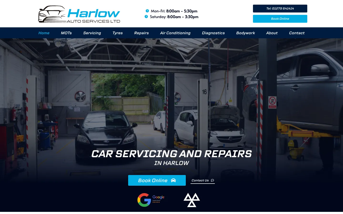 Harlow Auto Services website homepage - car servicing and repairs in Harlow, Essex